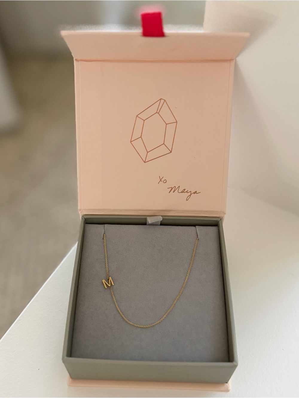 NWOT ~ AUTH Maya Brenner 14k Gold Original Asymmetrical Letter Necklace